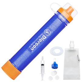 Personal Water Filter Straw 3-Stage Filtration Portable Gear for Drinking Camping Hiking Hunting and Emergency Preparedness BBZY