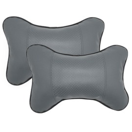 Vastsea Pack of 2 PU Leather Neck Cushion, Car Neck Pillow, Car Seat Headrest Cushion, for Car Seat Headrest (Grey)