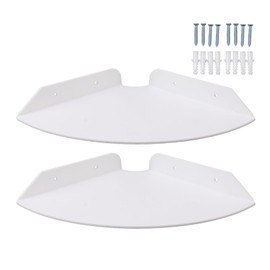 Miskall Pack of 2 Floating Corner Shelves for Wall Mounting, Quarter Round Hanging Corner Shelves for Bedroom, Living Room, Shower Room, Kitchen (White)