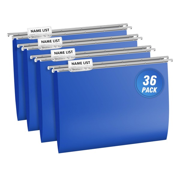 Heavy Duty Plastic Hanging File Folders with Metal Hook, 1/5-Cut