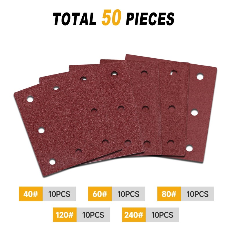 Sruhrak 110 x 115 mm Sandpaper, Pack of 50 Sanding