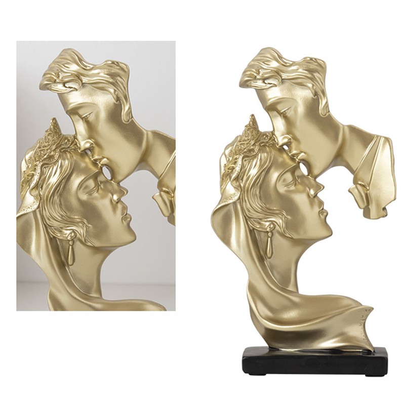 Couples Kiss Sculpture Exquisite Decorative Resin Kissing Lover Figurine Home