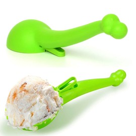 CKB LTD Ness Ice Cream Scoop with Releasing Trigger Novelty Fruit Cookie Dough Dessert Scooper Looks Like The Nessie Monster Dinosaur Food Safe Plastic - Green