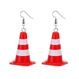 Traffic Cone Dangle Earrings Lightweight Acrylic Traffic Warnings Drop Earring for Women Creative Jewelry-red