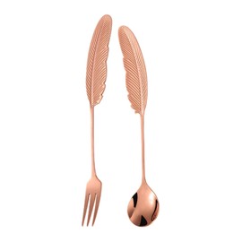 AIXXCUVQ 2pack/lot Metal Spork with Uniform Color Aesthetic Dining Experience Aesthetic of Dining is Fully Presented Uniform, Rose Gold
