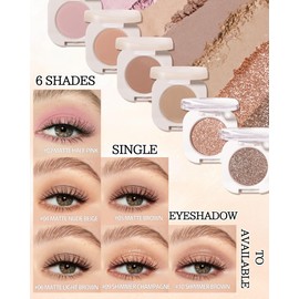 Glitter Single Eyeshadow Palette,Champagne Smooth Ultra-Fine Eye Shadow Powder for Old Women,Iridescent Cream Neutral Blendable Longlasting for Eyeshadow&Highlight,Natural Glitter Korean Eye Makeup-09