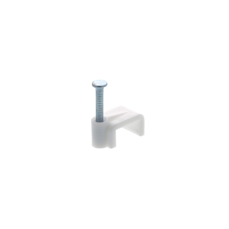 Secure 10mm White Flat Nail Cable Clip for Coax, Ethernet,