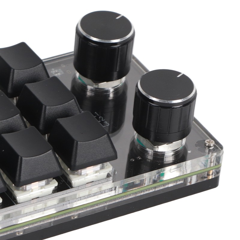 Programmable Macro Keyboard 2 Knobs Blue Switch Black 12 Keys