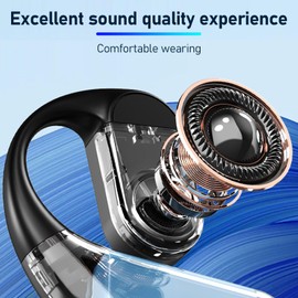 Generic Wireless Earbuds, Single Ear Earhook Earphone, Versatile 180 Degree Rotating Axes, Lightweight Noise Concealing Mic, Low Latency Wireless Earhook Earphone for Sport Work (Black)