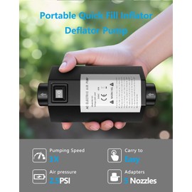 DouXryle Electric Air Pump for Inflatable Pool Toys, AC 220-240V 2.5PSI Quick-Fill Portable Inflator Camping Pump for Airbed for Paddling Pool Gymnastics Mat Float Raft Boat With 5 Nozzles 400W