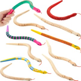 Gejoy 15 Pieces 12 Inch Wooden Snakes Unfinished Wiggly Jointed Flexible Wood Snakes to Paint Blank Canvas Animal Model for Arts and Crafts Halloween Birthday Party Supplies