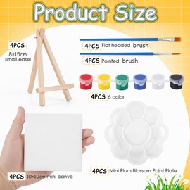 Painting Set,24 Pcs Kids Painting Set Mini Canvas and Easel Paint Paintbrushes and Palette,Paint Sets for Kids Toddler Painting Set