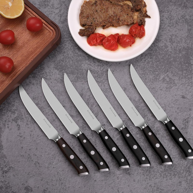 SIXILANG Steak Knives Set of 6 Piece - Sharp Stainless