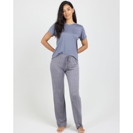 Real Essentials 2 Pack: Women's Pajama Set - Choose from Short Sleeve with Pocket or Long Sleeve without Pocket