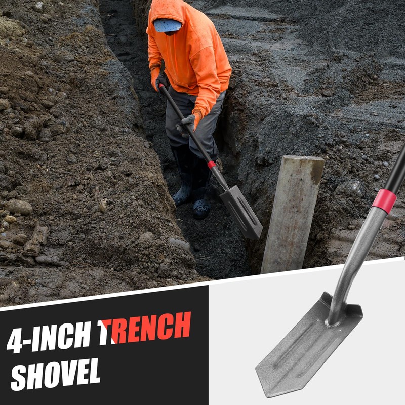 HANTOP 4-Inch Trench Shovel Trenching Spade Irrigation Shovel Narrow Spade