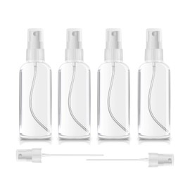 Botellas de pulverización finas (2 paquetes o 4 unidades, 1 oz y 2 oz de plástico transparente, vacío, rellenable para viajes, limpieza, jardinería, atomizador para el cuidado de la piel 4 onzas.