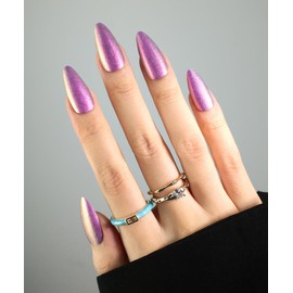 ruyeefam Nail Polish Strips, 32 Pcs Glitter Gel Nail Stickers, Nail Stickers, Gel Nail Strips, No UV Light Needed Nail Wraps, Easy to Use&Remove, Long Lasting, Salon Quality (Gradient Pink Violet)