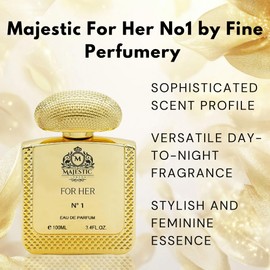 Fine Perfumery Majestic For Her No1 - Perfumes for Women - Amber Perfume with Peony, Lychee and Freesia - Elegant Floral Fragrance for Women - 3.4 oz.