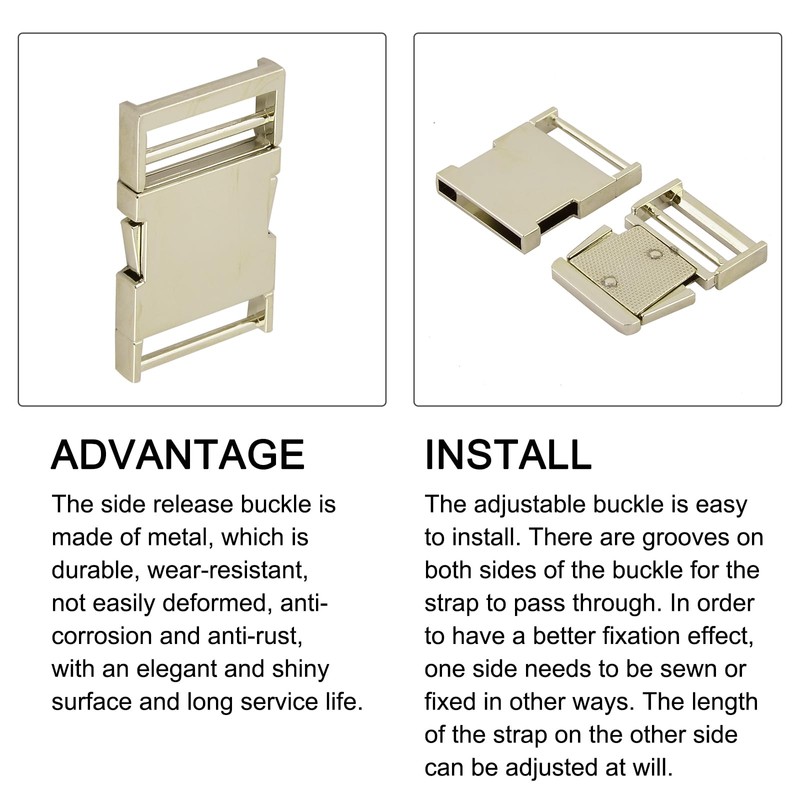 METALLIXITY Side Quick Release Buckle (3.8cm/1.5") 1Pcs, Metal Adjustable Buckles