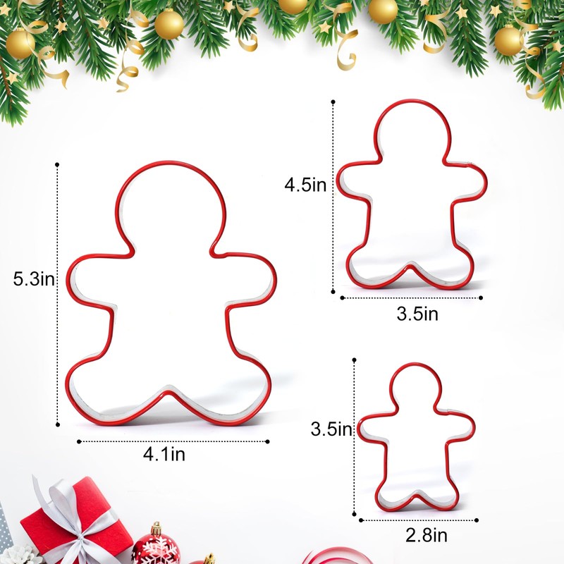 Gingerbread Man Cookie Cutters 3PCS, Stainless Steel Christmas Cookie Cutter