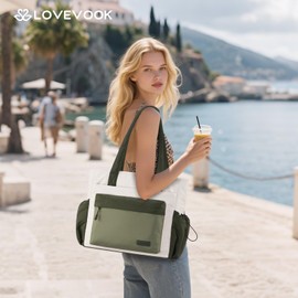 Tote Bag for Women, Lightweight Puffer Work Tote with Zipper, Large Travel Shoulder Bag with Laptop Compartment for Nurse, Teacher, Office, Daily Use, Gym Essentials, Stylish Gift Purse