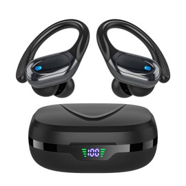 Wireless Earbuds Bluetooth Headphones 80hrs Playback Ear Buds Power Display with Noise Canceling Mic Headsets for Sports/Workout/Running Black
