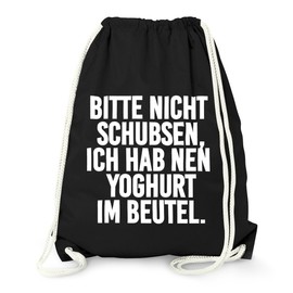 MoonWorks Gym Bag, "Bitte nicht schubsen ich hab nen Yoghurt in Bag", Cotton Black One Size, black