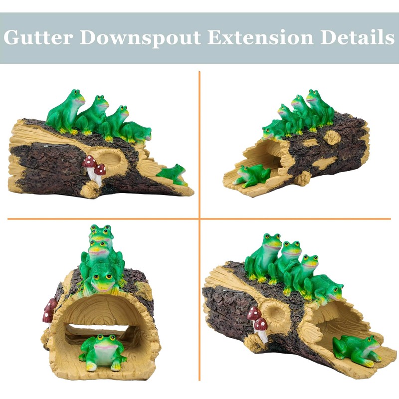 Euiroet Frogs Gutter Downspout Extender Statue, Outdoor Decor Sculpture Ornament,