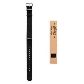 Archer Watch Straps - Classic Military Style Nylon Watch Strap (Black, 20mm)