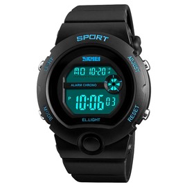 SKMEI Boys Black Digital with Blue Markers Watch 50m Water Resistant with Stopwatch Alarm Perfect for Ages 5-13 DG1334B