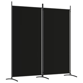 vidaXL Modern 2-Panel Room Divider, Black, 68.9" x 70.9", Durable 100% Polyester Fabric, Foldable Screen, Sunlight Blocker, Space Partition, Easy Assembly