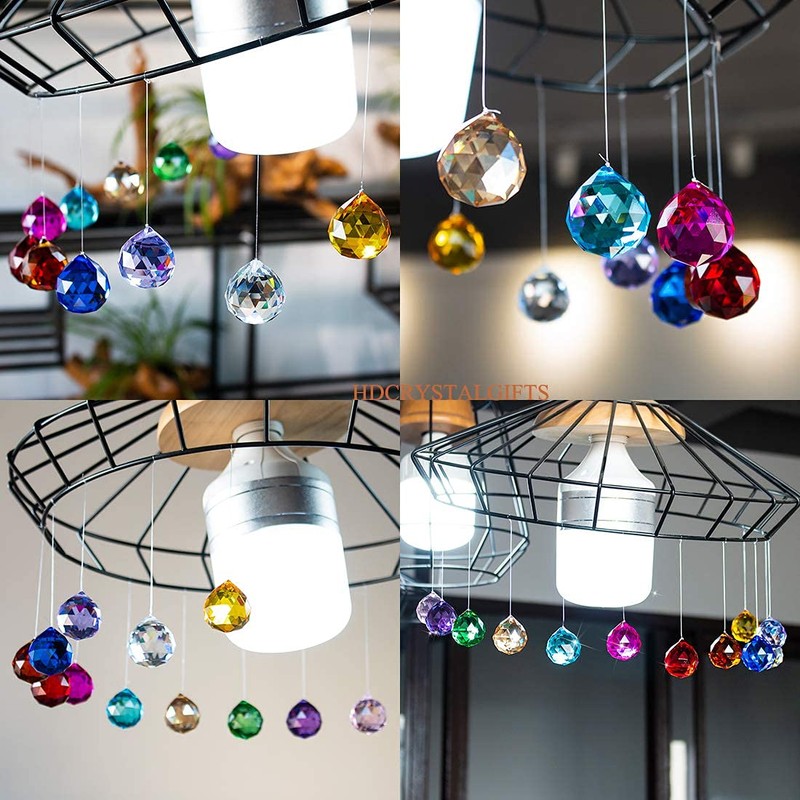 15pcs Crystal Ball Prism 30mm Handmade Feng Shui Faceted Decor