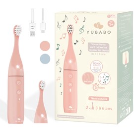 Elektrische Zahnbürste für Kinder, elektrische Zahnbürste Junior, Babyzahnbürste, Kinderzahnbürste, Kindergeschenk, Schallvibration, Musik, skalierbar, Timer, LED, 2 Bürsten