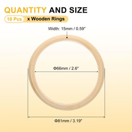 uxcell 10Pcs Wood Bangle Bracelets, 81mm/3.2inch Unfinished Smooth Wooden Rings Natural Wood Color Circle for Crafts Art Project