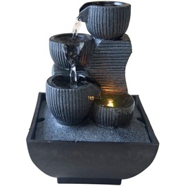 Zen Light Kini Indoor Fountain with Pump and LED Light, Resin, One Size