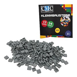 100 x Clamping Blocks Tiles Building Blocks 1 x 1 Nubs Compatible 34 Colours Free Choice of Colours (411 - Light Grey)