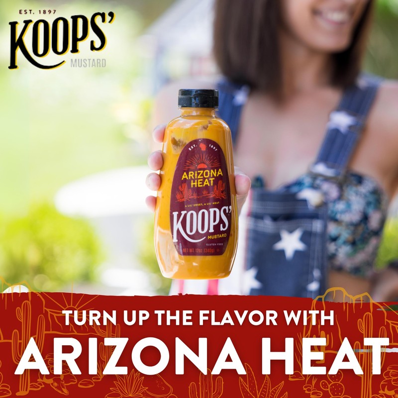 Koops' Arizona Heat Mustard – Sweet and Spicy Mustard, Gluten-Free,
