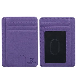 ROUGH FIT RFID Blocking Credit Card Holder, Minimalist Leather Wallet, Lightweight Wallet Holds Upto 7 Cards and Bank Notes (Purple)