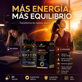 Biotina Colágeno Queratina Winyel Sin Gluten 60 Cápsulas