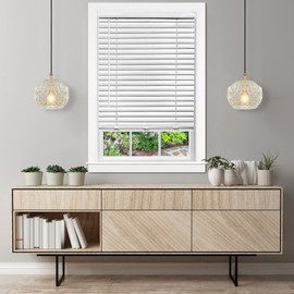 Cordless Room Darkening Venetian Blind - 43 Inch Width, 64 Inch Length, 2" Vinyl Slat Size - White - GII Luna Light Filtering Horizontal Mini Windows Blinds for Interior by Achim Home Decor