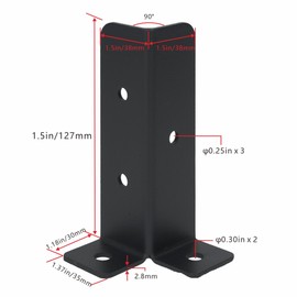 aleawol 4Pcs Adjustable Fence Pergola Post Repair Brackets kit, Black Tie Post Brackets Fit 1.5x1.5,2x2,2x4,4x4 Heavy Duty Fence Post Holder Repair Railing Mailbox Bracket Fence Kit