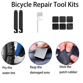 Bike Repair Kit, Bike Tire Repair Tool Kit Contains 16-in-1 Multi-function Tool, 120Psi Mini Bicycle Pump, Bicycle Tire Patch Kit, with Bicycle Saddle Bag Used for Mountain Bike and Road Bike…