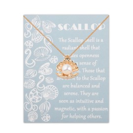 BAUNA Scallop Shell Necklace Ocean Shell Necklace Tiny Pearl Jewelry for Her (Scallop Shell Necklace)