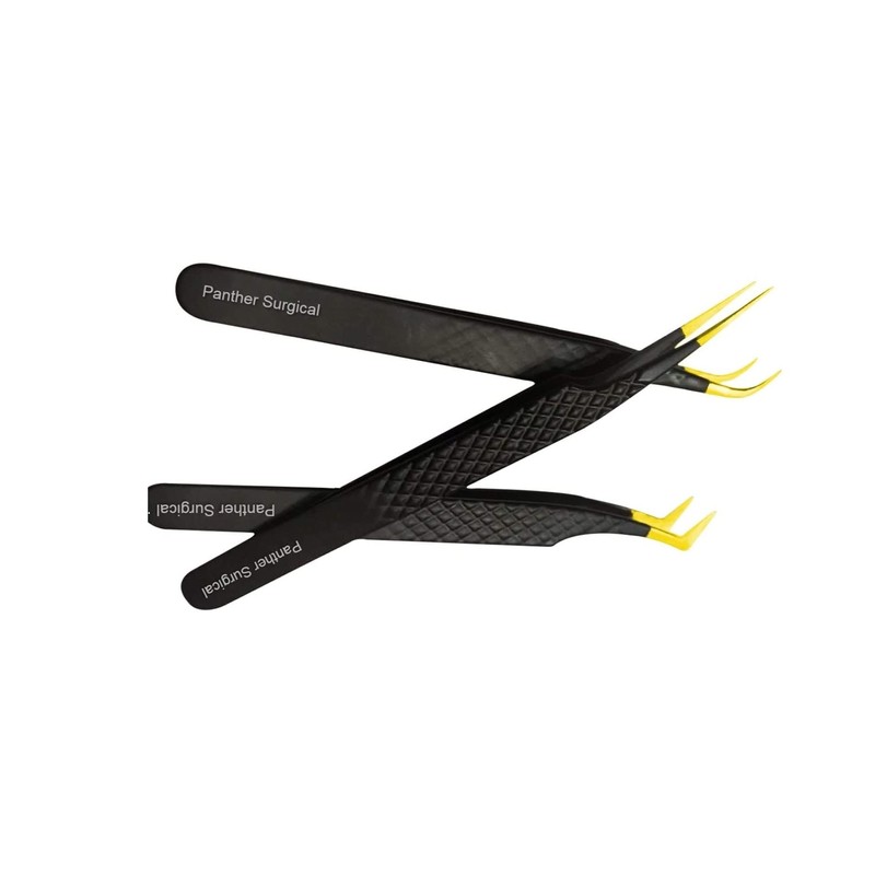 Stainless Steel Eyelash Extension Tweezers Straight, Curved,Angled Set of 3