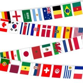 30 m Flag Chain Bunting with 100 Random Country Flags Garland World Flags Flags Perfect Decorations for Football Euro Bar Party Festival Sports Clubs Olympic Games 14 x 21 cm