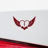 Transparent Decal Stickers of Heart Cross with Wings (Burgundy) Premium