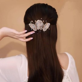 FASELE Hair Clip, Baroque, Literary Restoration, Butterfly, Glitter, Clip, Hair Ornament, Elegant, Crystal, Hair Accessory, Stylish, Wedding, Formal, Work, School, Party, Celebration, Graduation
