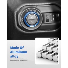 DSWSQ Window Switch Button Cover Air Conditioner Volume Radio Headlight Switch Knob Cover for 2018-2024 Jeep Wrangler JL JLU/Gladiator JT Interior Accessories, Blue