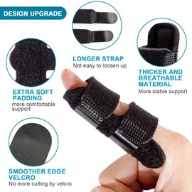 Welnove Finger Clips, Pack of 2 Finger Splint for Mallet Fingers, Trigger Fingers, Broken Fingers, Finger Stabiliser to Tighten and Support Finger Black