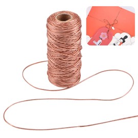 UFURMATE Decorative Metallic String, 100M/328 Ft Rose Gold Wrapping Twine String Jewelry Thread Cord Glittering Tinsel String for Gift Wrapping, DIY Christmas Crafts